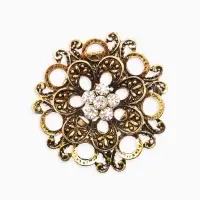 Зажим для платка "Цветок астры", цвет белый в чернёном золоте