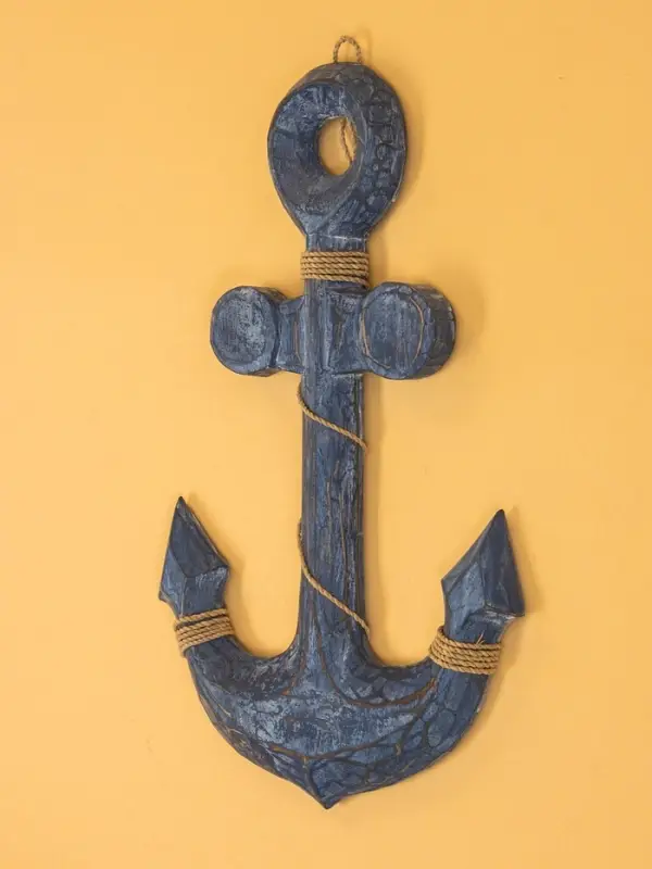 Декор интерьерный "Якорь" дерево 23х2х40 см, цв. синий