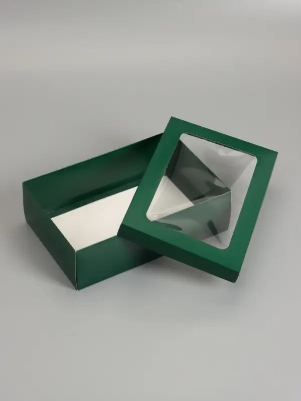 Коробка складная &laquo;Армейский зелёный&raquo;, с окном  30 х  20 х 9 см