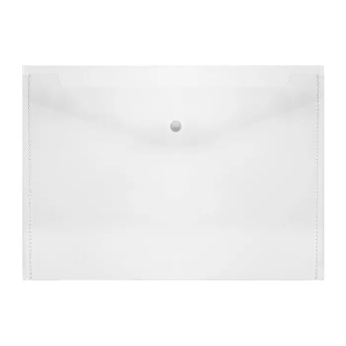 Папка-конверт на кнопке, А4, 180 мкм, прозрачная