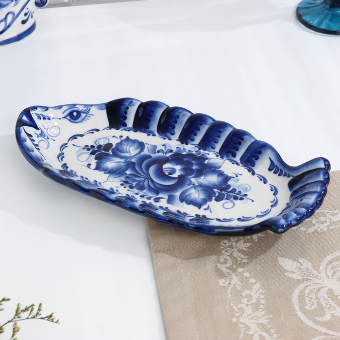 Селёдочница &laquo;Рыба&raquo;, 25&times;13&times;3 см, гжель