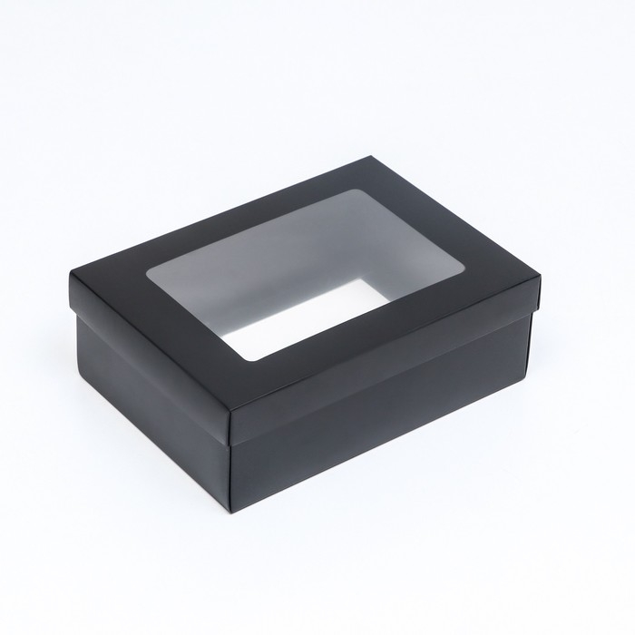 Коробка подарочная складная, упаковка, &laquo;Чёрная&raquo;, с окном 21 х 15 х 7 см