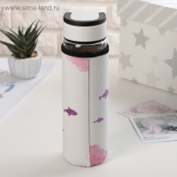 Бутылка для воды стеклянная с ручкой в чехле &laquo;Кит&raquo;, 500 мл, h=23,5 см, рисунок МИКС