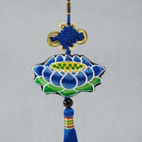 Подвеска текстиль "Лотос" синяя 2х10х29 см