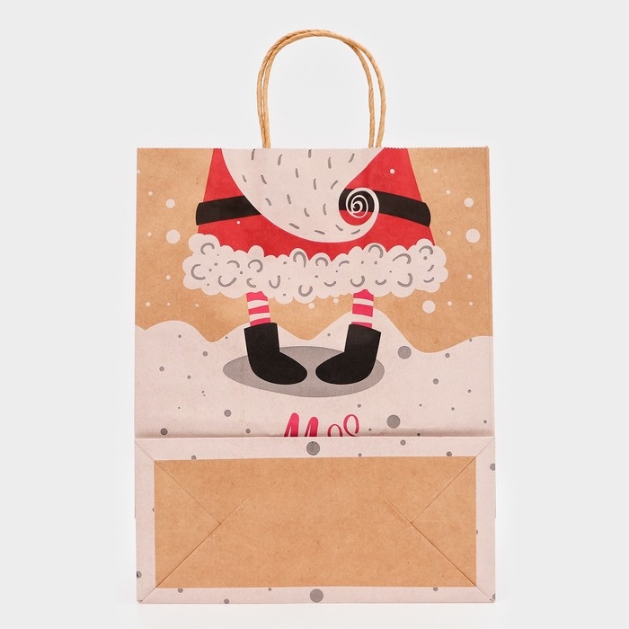 Новый год. Пакет бумажный подарочный новогодний крафт "С Новым Годом", 33 &times; 26 &times; 12 см.