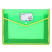 Папка-конверт на кнопке А4, 500 мкр, с расширением, горизонтальная, карман для визиток, МИКС