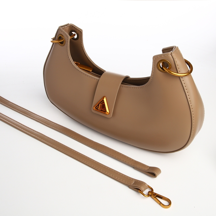 Сумка женская багет на молнии TEXTURA, средний размер, цвет светло-коричневый