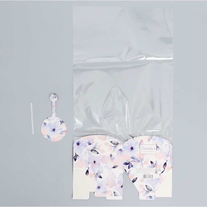 Пакет подарочный с коробкой, упаковка, &laquo;Цветы&raquo;, 12 х 12 х 40 см