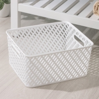 Корзина для хранения &laquo;Плетёнка&raquo;, 35&times;29&times;17,5 см, цвет белый