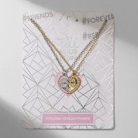 Кулоны &laquo;Неразлучники&raquo;, лучшие друзья, цвет серебристо-золотой, 45 см