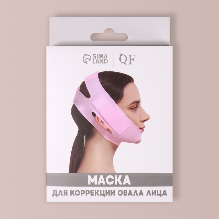 Маска для коррекции овала лица, на липучке, 60,5 &times; 10 см, в коробке, цвет розовый