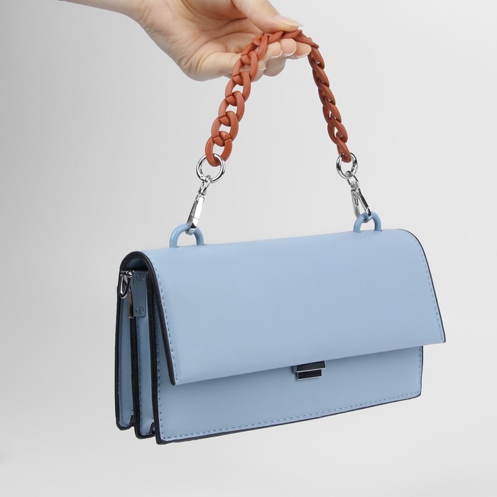 Цепочка для сумки, с карабинами, пластиковая, 23 &times; 17 мм, 30 см, цвет терракотовый/серебряный