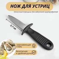 Нож для устриц Доляна, 14&times;4,4 см, длина лезвия 5,7см, цвет чёрный