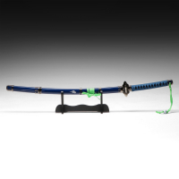 Сувенирное оружие "Катана Рин" 106 см, клинок 68 см, синяя, на подставке