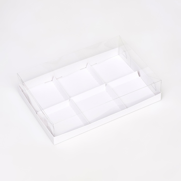 Коробка для муссовых пирожных 6 штук, 26x17x6 Белый