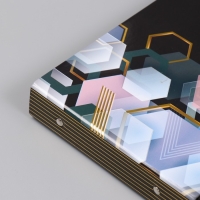 Фотоальбом 25 листов (наклейки+кольца) "Геометрия" тиснение золото 19х27х3 см