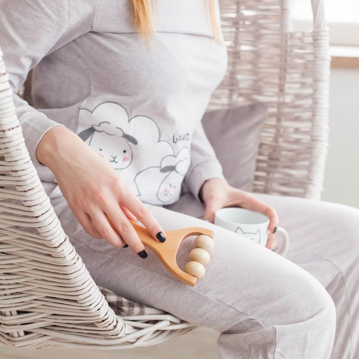 Массажёр &laquo;Барабан&raquo;, деревянный, 15 &times; 8 &times; 3 см, 3 шарика