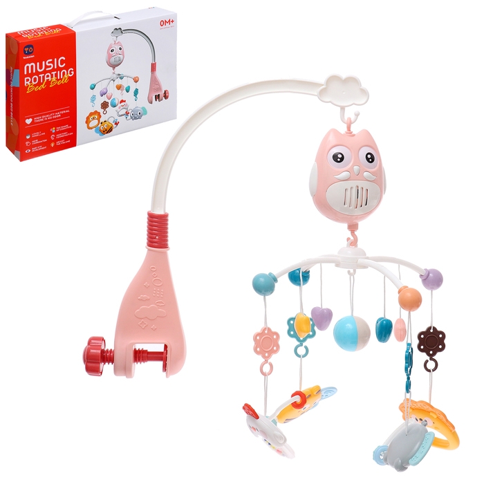 Мобиль музыкальный &laquo;Песенки совушки&raquo;, на батарейках, цвет розовый