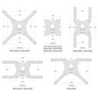 Кронштейн ONKRON M4, для ТВ, наклонно-поворотный, 32"-65", 55-500 мм от стены, белый