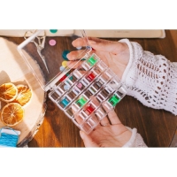 Органайзер для ниток, на 25 шпулек, 12,3 &times; 10 &times; 2,5 см, цвет прозрачный