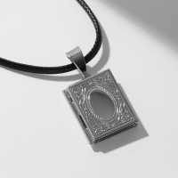 Кулон на шнурке &laquo;Для фото&raquo; книга, цвет серебро на чёрном шнурке, 45 см