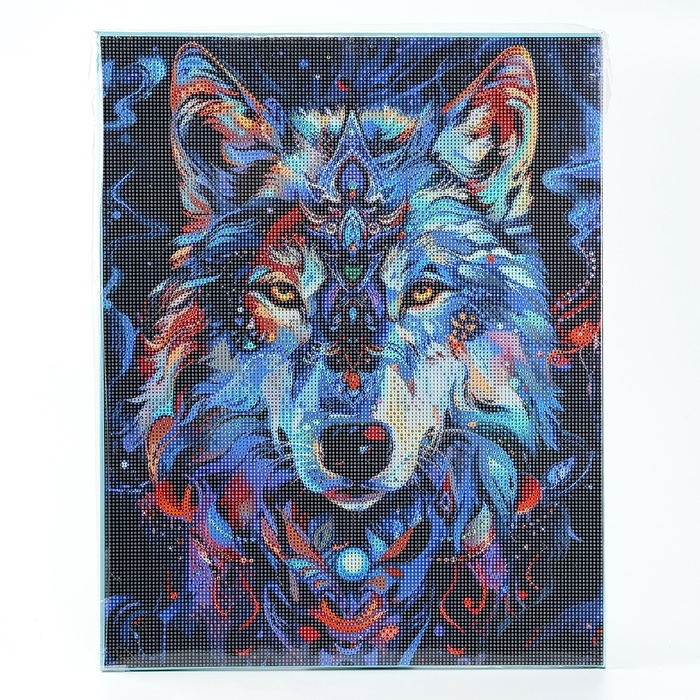 Алмазная мозаика с полным заполнением на холсте с подрамником &laquo;Лунный волк&raquo;, 40 х 50 см