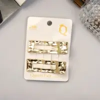 Зажим для волос "Либерти" (набор 2 шт) волна прямой, 6,5 см, золото