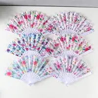 Веер пластик, текстиль "Ситец цветочный" МИКС 23 см