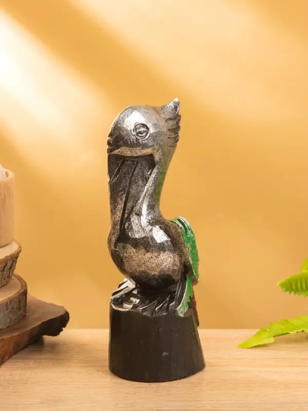 Сувенир интерьерный "Пеликан" 7х7х20 см, дерево, цв. серебро