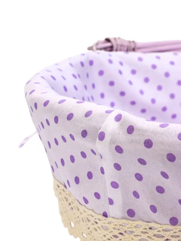 Корзина плетеная 32 х 32 х 14 см, ручка h=14 см фиол-ый  ткань