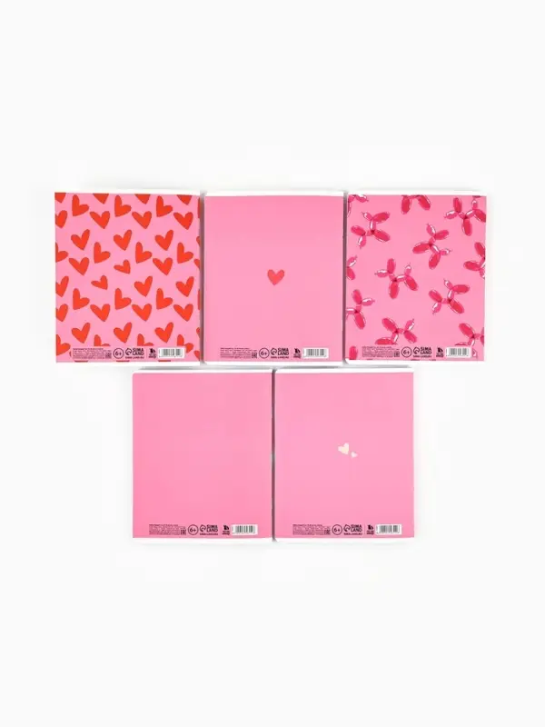 Тетради в клетку, 48 л., набор из 5 шт., блок №1 &laquo;Прямо в сердце&raquo; софт-тач, уф-лак