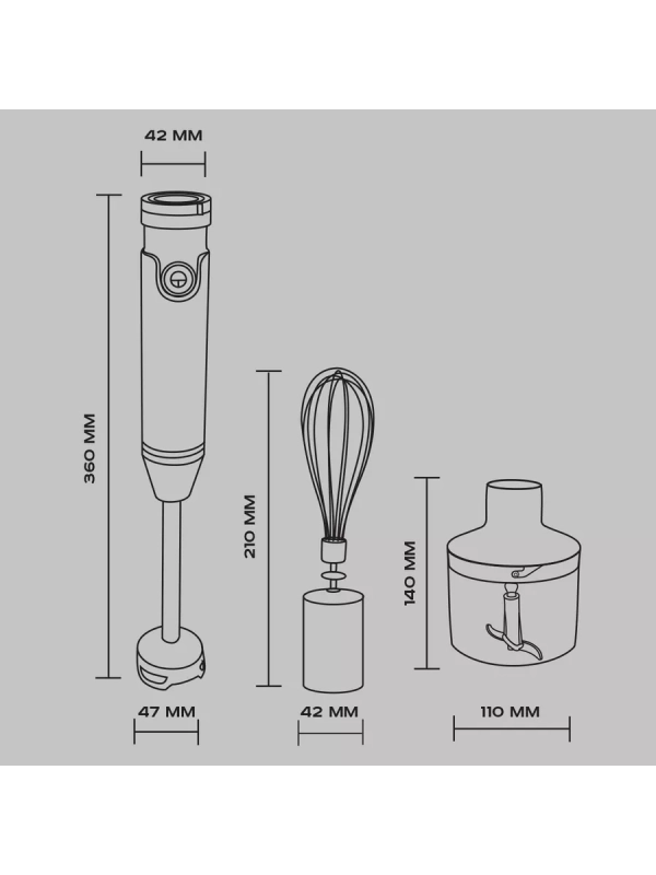 Погружной мощный блендер с насадками 700 Вт, SC-HB42F91