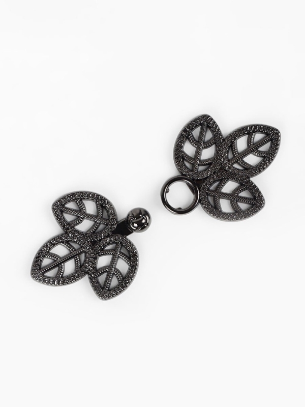 Декоративная застёжка &laquo;Листья&raquo;, 5,5 &times; 2,6 см, цвет чёрный