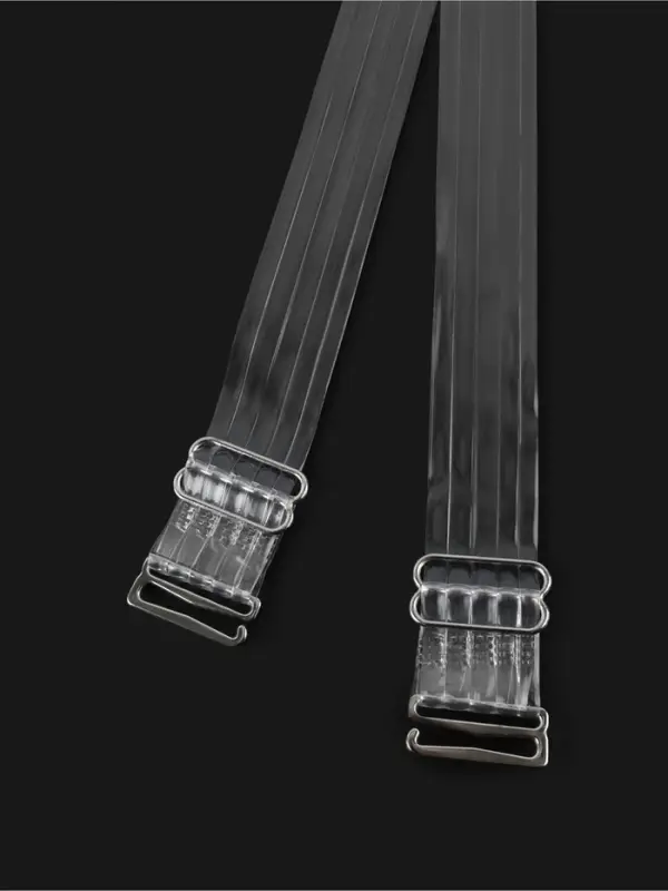 Лямки для бюстгальтера, силиконовые, фурнитура металл, 5 полос, 1.9 см, 37 см, пара, прозрачные