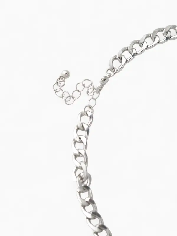 Колье "Многослойность" цепь с сердечком, цвет белый в серебре