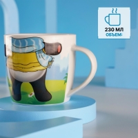 Набор детской посуды из керамики Доляна &laquo;Панда&raquo;, 2 предмета: кружка 230 мл, миска 400 мл, цвет белый