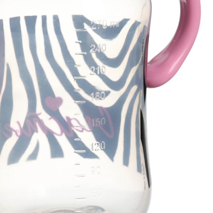 Бутылочка для кормления, широкое горло, средний поток от 3 мес., 270 мл., &laquo;Зебра&raquo;, M&B