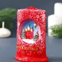 Свеча фигурная "Снежное Рождество" 7х4х10,5 см, цв. красный