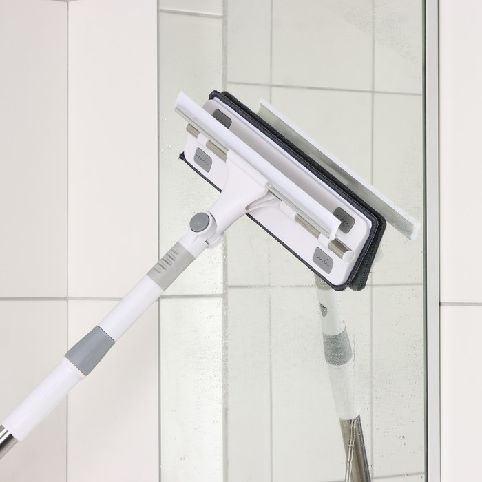 Щётка для окон Raccon, фиксатор, стальная телескопическая ручка 65(105) см, водосгон 28,5 см, насадка из микрофибры 28,5&times;8,5 см