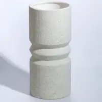 Ваза керамика настольная "Бэрри" прямая кольца, h=24,5 d=11 см, белый