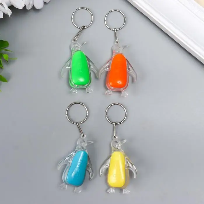 Фонарик брелок для ключей на кольце &laquo;Пингвин&raquo;, МИКС