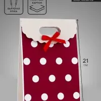 Подарочная коробка - пакет, упаковка с вырубной ручкой, &laquo;Горох&raquo;, 14&times;6&times;21 см