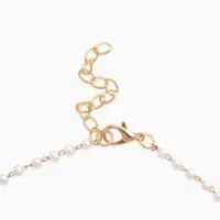 Кулон на жемчужной дорожке "Яблочко", цвет бело-красный в золоте 44+удл.