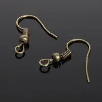 Швензы для сережек-крючки с бусиной (набор 5 пар), бронз