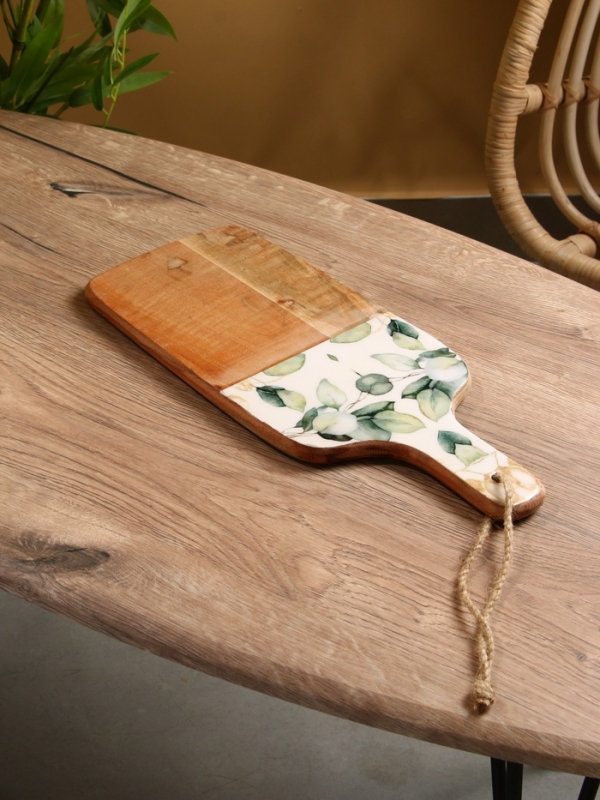 Доска разделочная прямоугольная "Листья" дерево манго 41х18 см