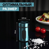 Ёмкость стеклянная для специй &laquo;Стиль&raquo;, 100 мл, 4,5&times;8 см, цвет бирюзовый