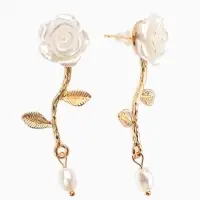 Серьги "Цветок розы", цвет белый в золоте