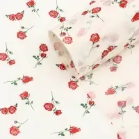 Бумага упаковочная тишью, &laquo;Садовые розы&raquo;, кремовый, 50 см &times; 70 см 17 грамм