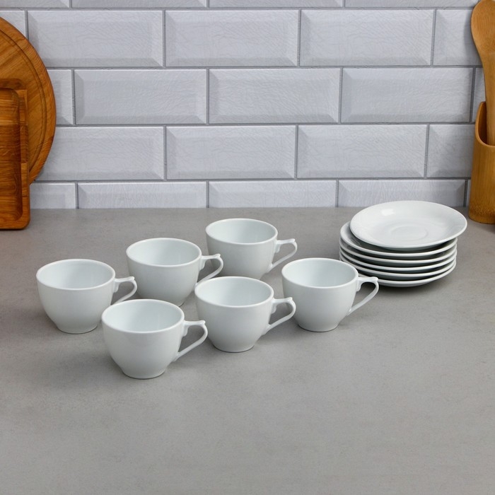 Чайный набор &laquo;Лимон&raquo;, 12 предметов, 6 чашек 200 мл, фарфор, Иран