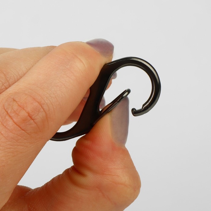 Карабин металлический, двойной, 40 &times; 18 мм, 5 шт, цвет чёрный никель